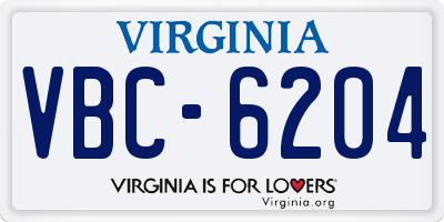 VA license plate VBC6204