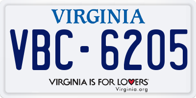 VA license plate VBC6205