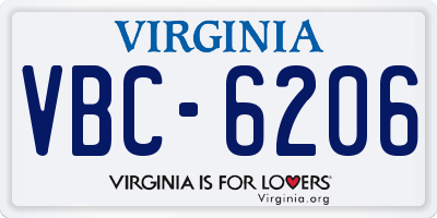 VA license plate VBC6206