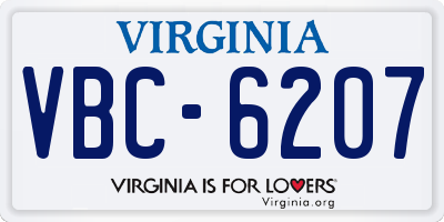 VA license plate VBC6207