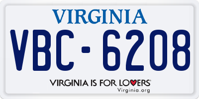 VA license plate VBC6208