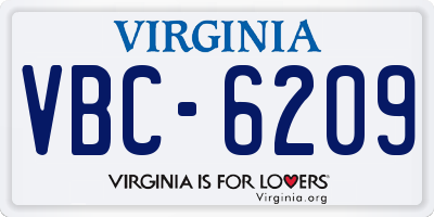 VA license plate VBC6209