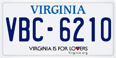 VA license plate VBC6210