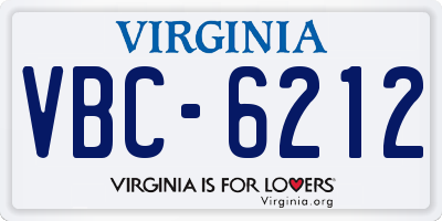 VA license plate VBC6212