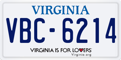 VA license plate VBC6214