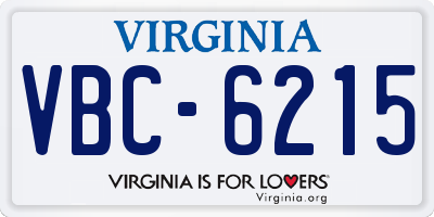 VA license plate VBC6215