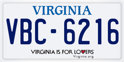 VA license plate VBC6216