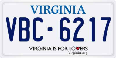 VA license plate VBC6217