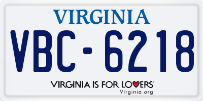 VA license plate VBC6218