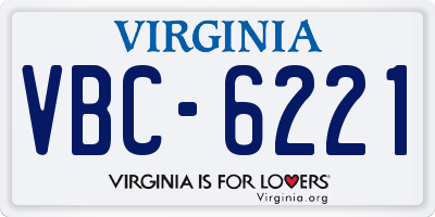 VA license plate VBC6221
