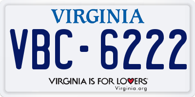 VA license plate VBC6222