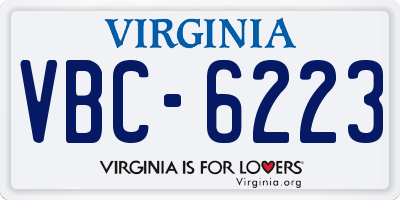 VA license plate VBC6223