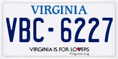 VA license plate VBC6227