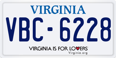 VA license plate VBC6228