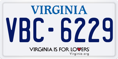 VA license plate VBC6229