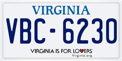 VA license plate VBC6230