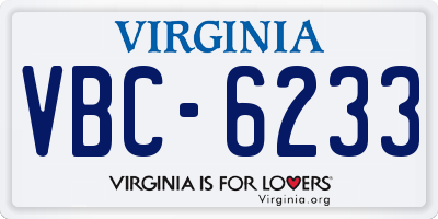 VA license plate VBC6233