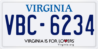 VA license plate VBC6234