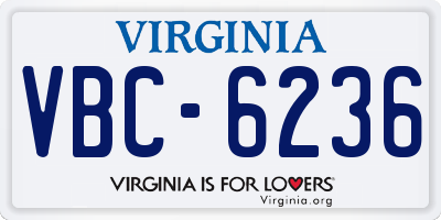 VA license plate VBC6236