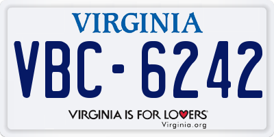 VA license plate VBC6242