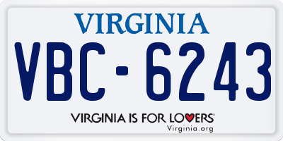 VA license plate VBC6243