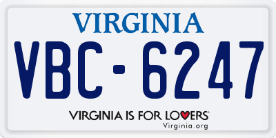 VA license plate VBC6247