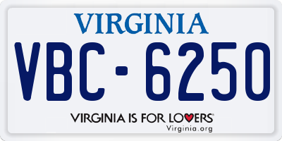 VA license plate VBC6250