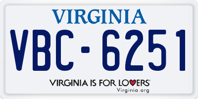 VA license plate VBC6251