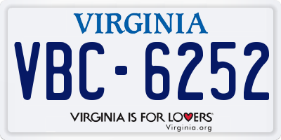 VA license plate VBC6252