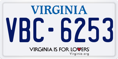 VA license plate VBC6253