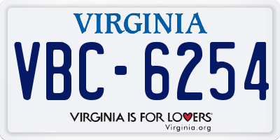 VA license plate VBC6254