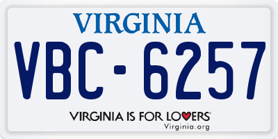 VA license plate VBC6257