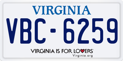 VA license plate VBC6259