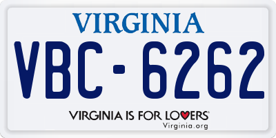VA license plate VBC6262