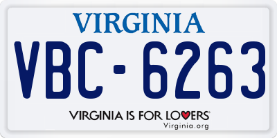 VA license plate VBC6263