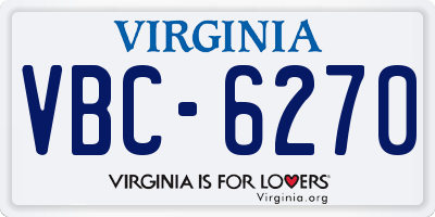 VA license plate VBC6270