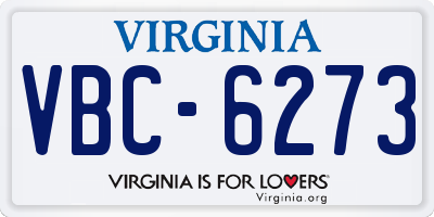 VA license plate VBC6273