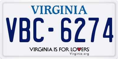 VA license plate VBC6274