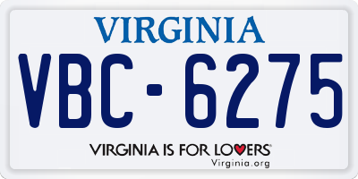 VA license plate VBC6275