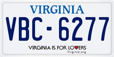 VA license plate VBC6277