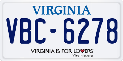 VA license plate VBC6278
