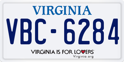 VA license plate VBC6284