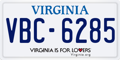 VA license plate VBC6285