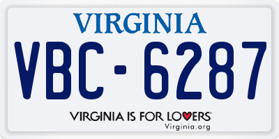 VA license plate VBC6287