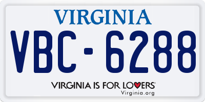 VA license plate VBC6288