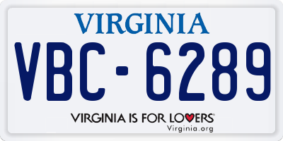 VA license plate VBC6289