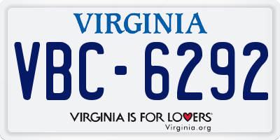 VA license plate VBC6292