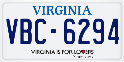 VA license plate VBC6294