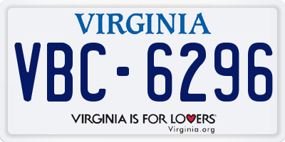 VA license plate VBC6296