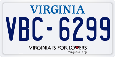 VA license plate VBC6299
